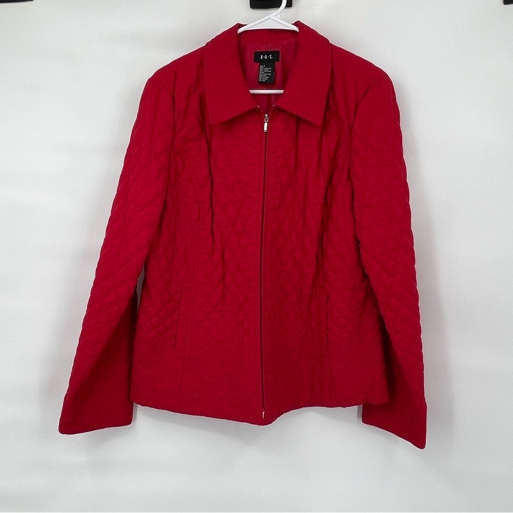 RQT quilted embroidered red jacket
